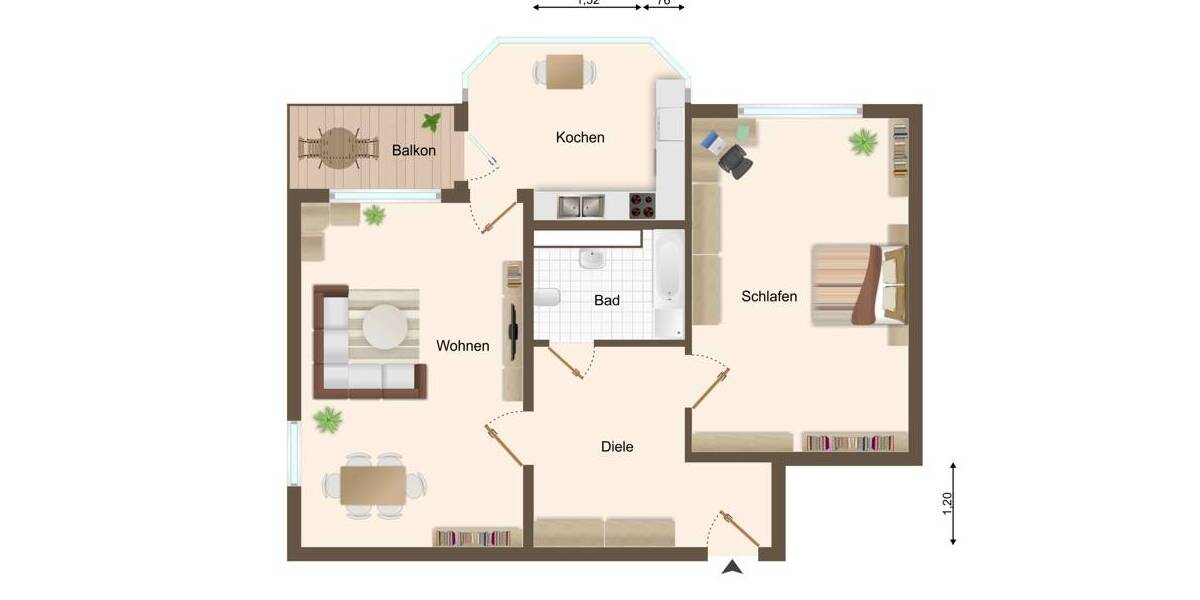 Etagenwohnung Freiburg Littenweiler - 2 Zimmer, 61 m&sup2;, 275.000&euro; | Angebot:26453810