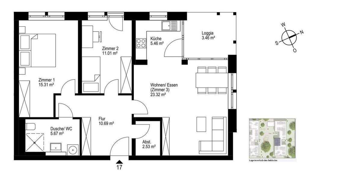 Etagenwohnung Freiburg Haslach - 3 Zimmer, 77 m&sup2;, 569.000&euro; | Angebot:25865837