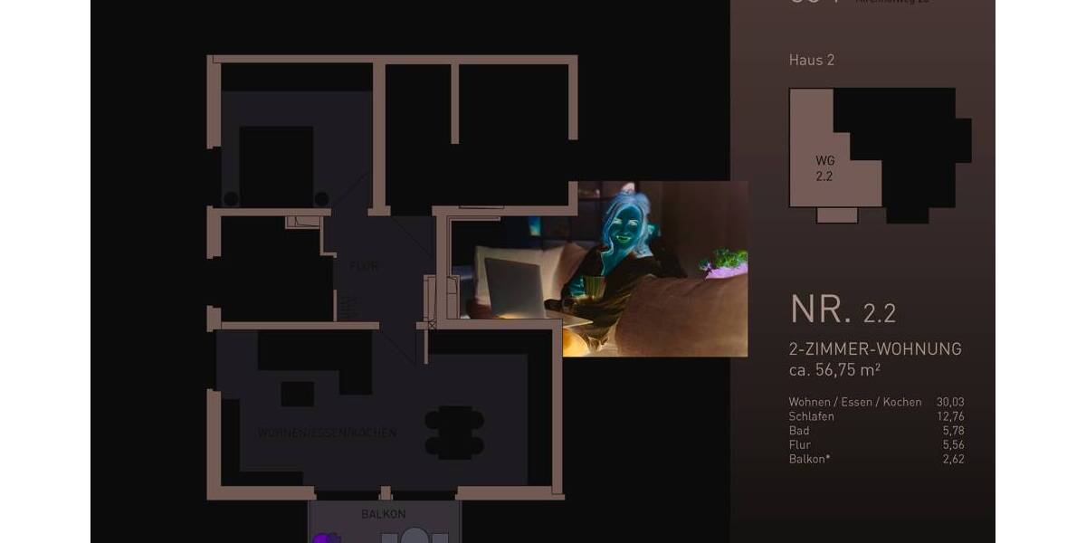 Etagenwohnung Freiburg im Breisgau / Zähringen Zähringen - 2 Zimmer, 57 m&sup2;, 467.400&euro; | Angebot:25698100