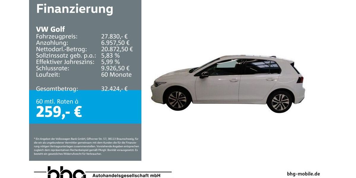 VW Golf 12.501 km 27.830 &euro; Freiburg 79115