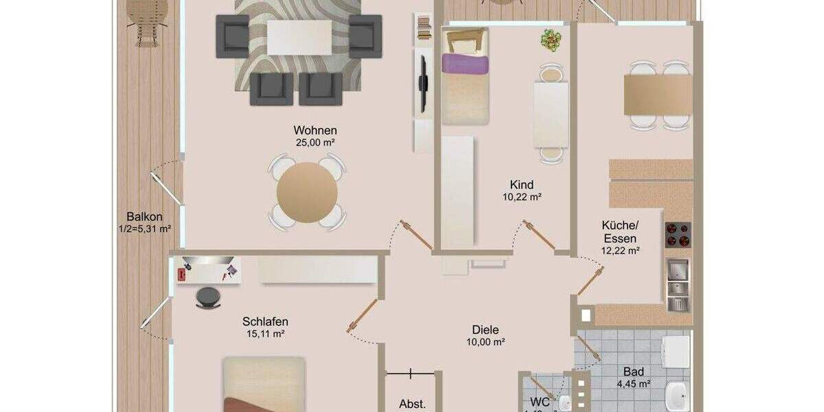 Etagenwohnung Freiburg im Breisgau Zähringen - 3 Zimmer, 87 m&sup2;, 317.000&euro; | Angebot:25152888