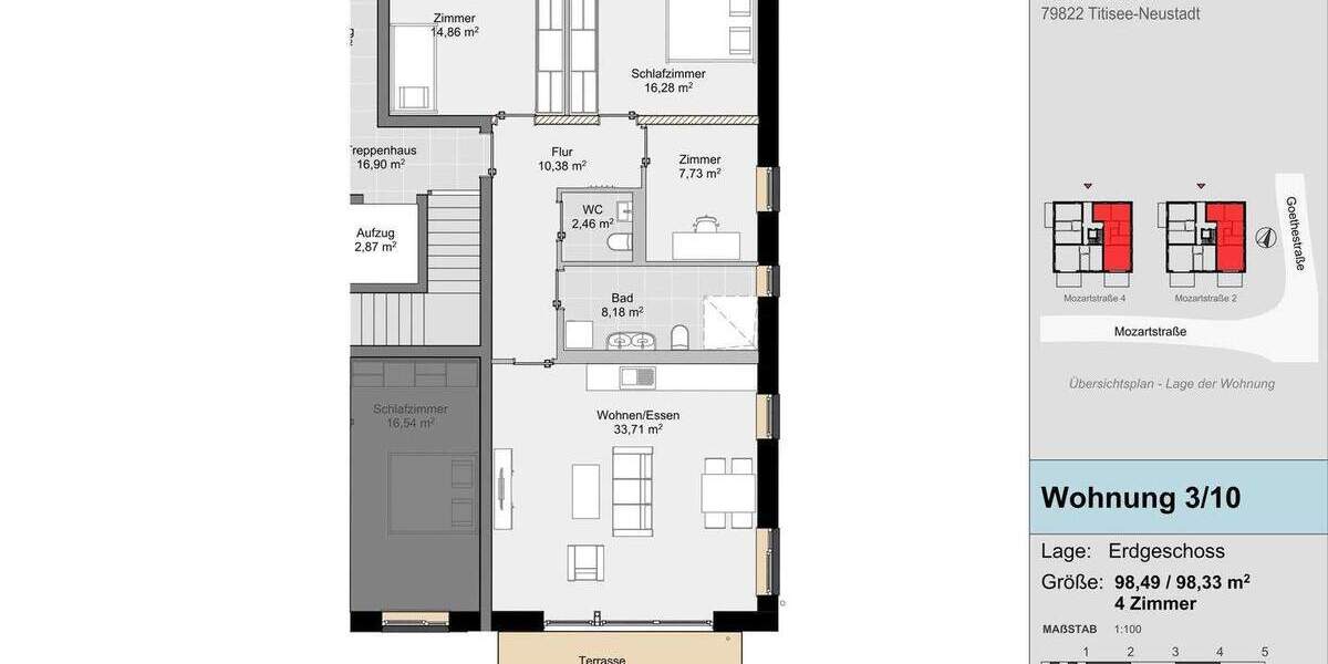 Etagenwohnung Titisee-Neustadt Neustadt - 4 Zimmer, 98 m&sup2;, 539.000&euro; | Angebot:25745140
