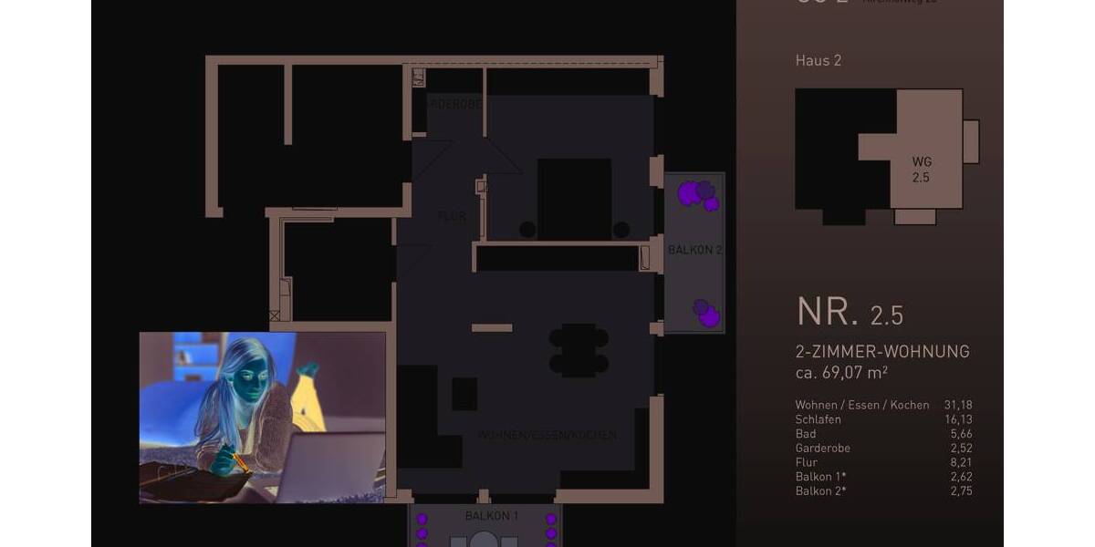 Etagenwohnung Freiburg im Breisgau / Zähringen Zähringen - 2 Zimmer, 69 m&sup2;, 593.400&euro; | Angebot:25742469