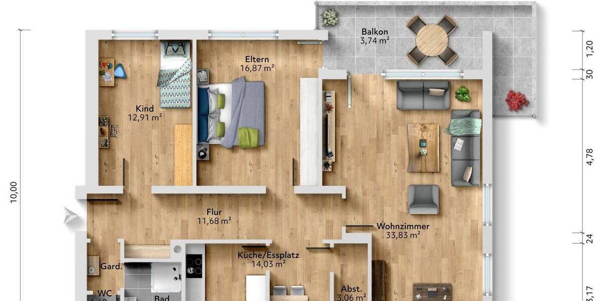 Etagenwohnung Breisach am Rhein Breisach - 3 Zimmer, 99 m&sup2;, 295.000&euro; | Angebot:26028459