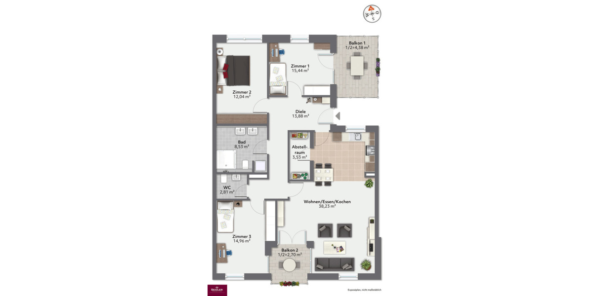 Etagenwohnung Neuenburg am Rhein Neuenburg - 4 Zimmer, 116 m&sup2;, 536.500&euro; | Angebot:25769443