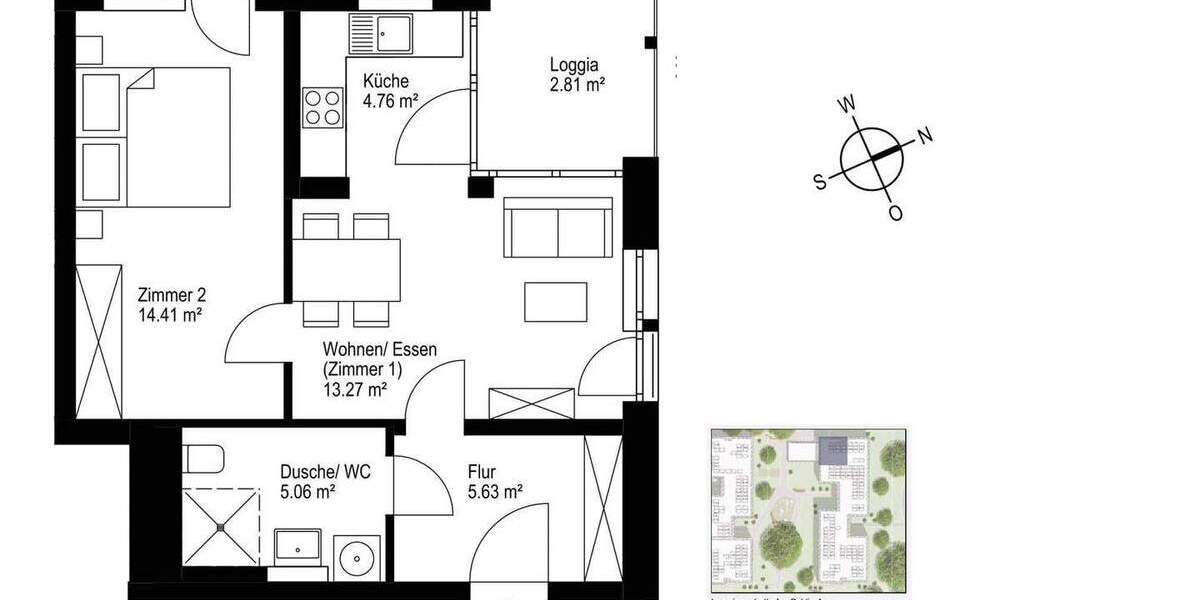 Etagenwohnung Freiburg Haslach - 2 Zimmer, 46 m&sup2;, 344.000&euro; | Angebot:25837700