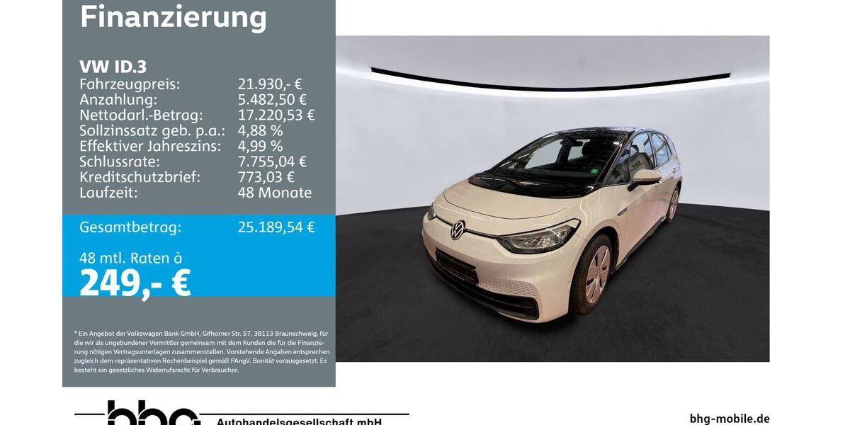 VW ID.3 50.510 km 21.930 &euro; Freiburg 79115