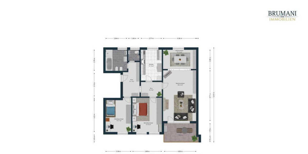 Etagenwohnung Freiburg Im Breisgau Hochdorf - 3 Zimmer, 103 m&sup2;, 397.000&euro; | Angebot:26202969