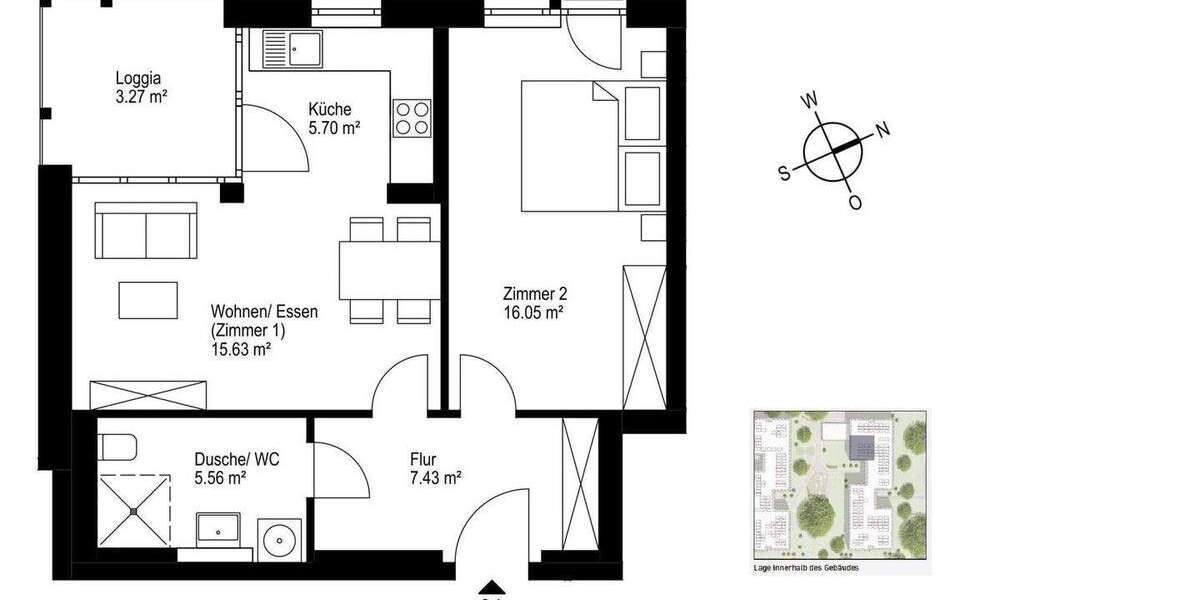 Etagenwohnung Freiburg Haslach - 2 Zimmer, 54 m&sup2;, 422.000&euro; | Angebot:25745158