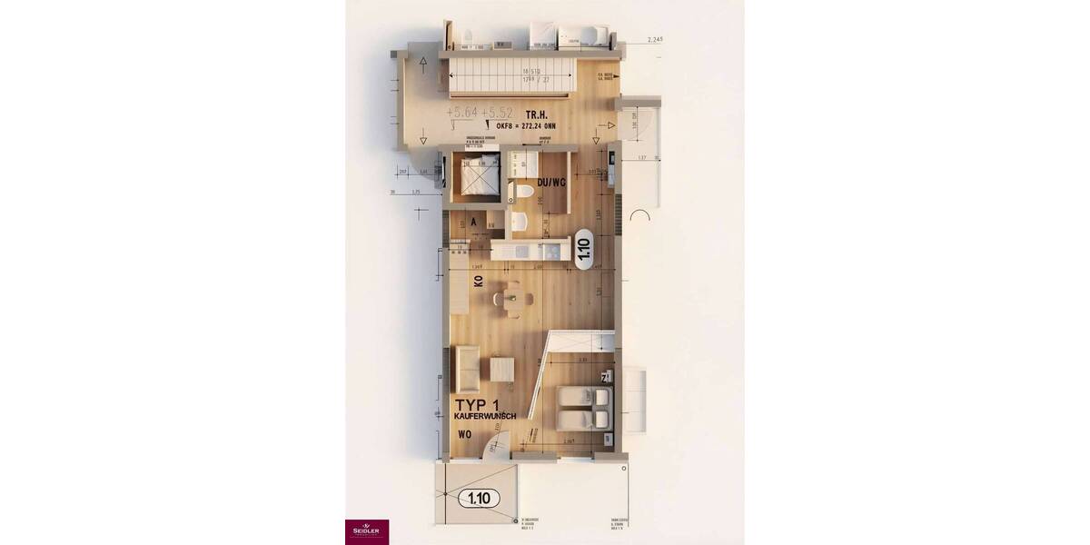 Etagenwohnung Merzhausen - 2 Zimmer, 53 m&sup2;, 335.000&euro; | Angebot:26388815