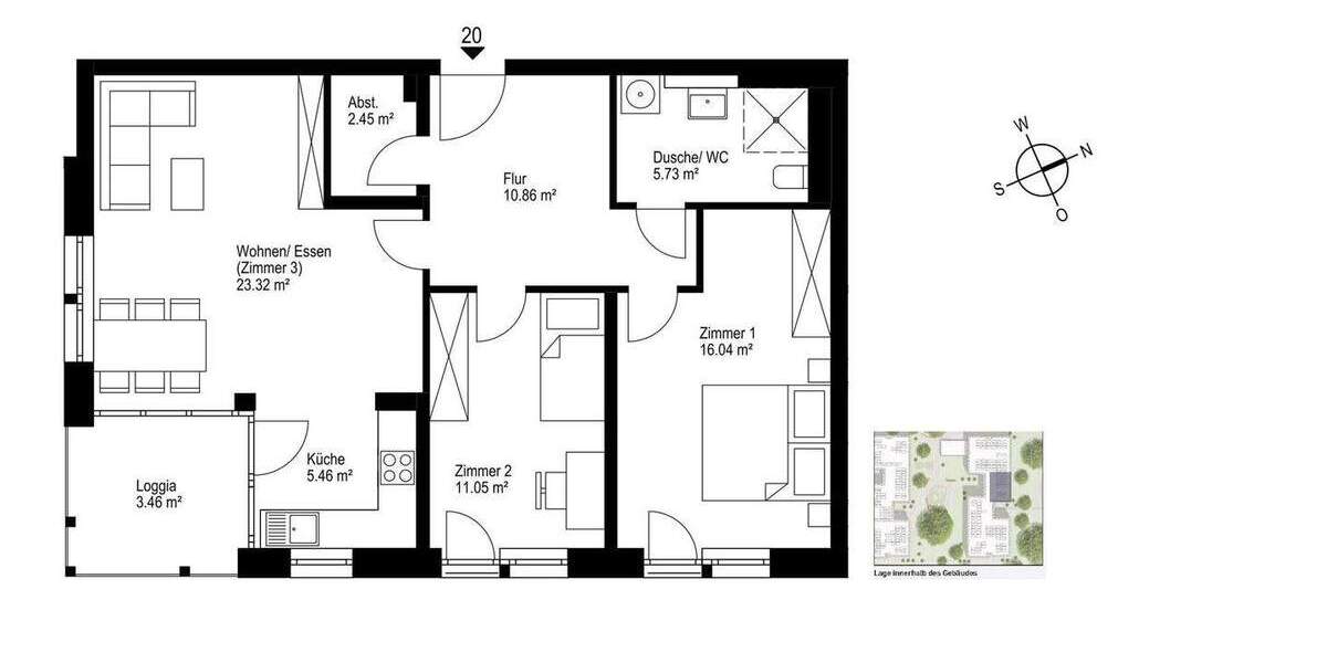 Etagenwohnung Freiburg Haslach - 3 Zimmer, 78 m&sup2;, 606.000&euro; | Angebot:25822316
