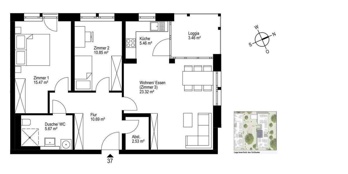 Etagenwohnung Freiburg Haslach - 3 Zimmer, 77 m&sup2;, 588.000&euro; | Angebot:25822319