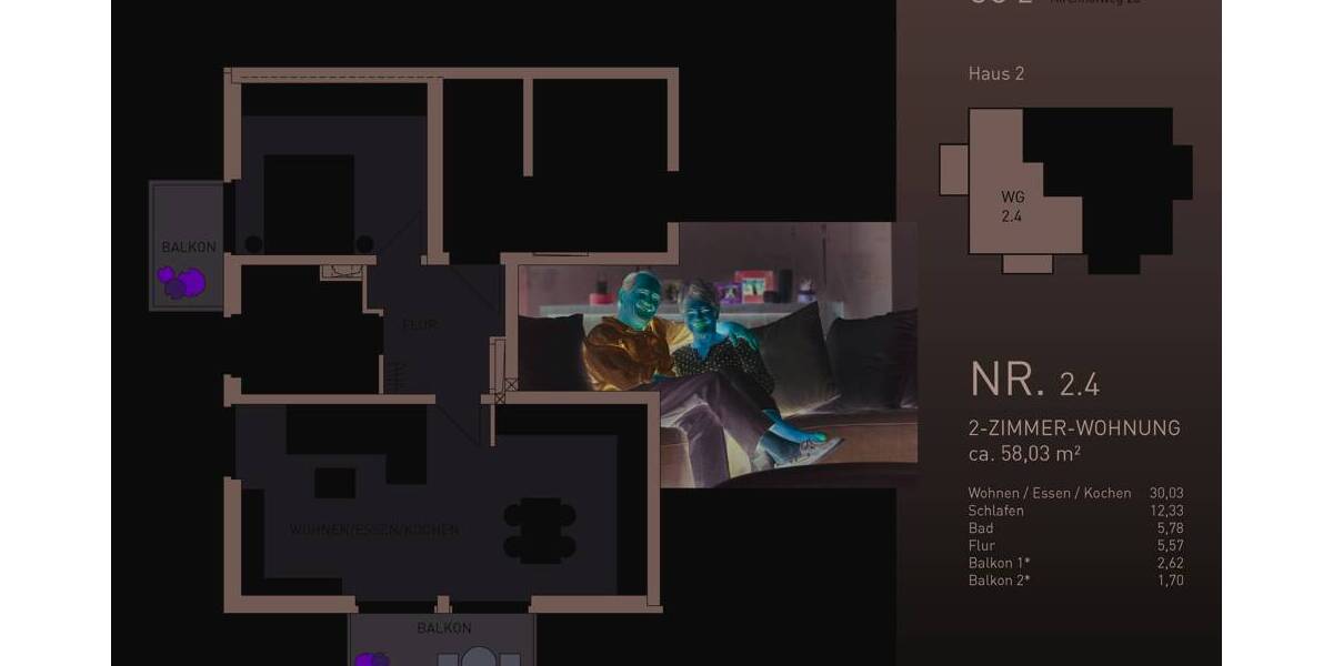 Etagenwohnung Freiburg im Breisgau / Zähringen Zähringen - 2 Zimmer, 58 m&sup2;, 498.800&euro; | Angebot:25698097