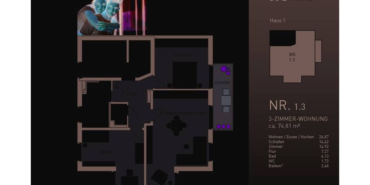 Etagenwohnung Freiburg im Breisgau / Zähringen Zähringen - 3 Zimmer, 75 m&sup2;, 656.250&euro; | Angebot:25742462