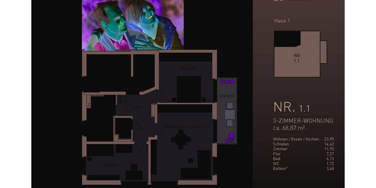 Etagenwohnung Freiburg im Breisgau / Zähringen Zähringen - 3 Zimmer, 69 m&sup2;, 545.100&euro; | Angebot:24043913