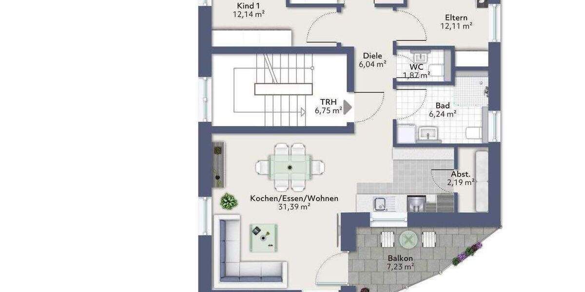 Etagenwohnung Freiburg im Breisgau St. Georgen - 4 Zimmer, 84 m&sup2;, 695.000&euro; | Angebot:25995782