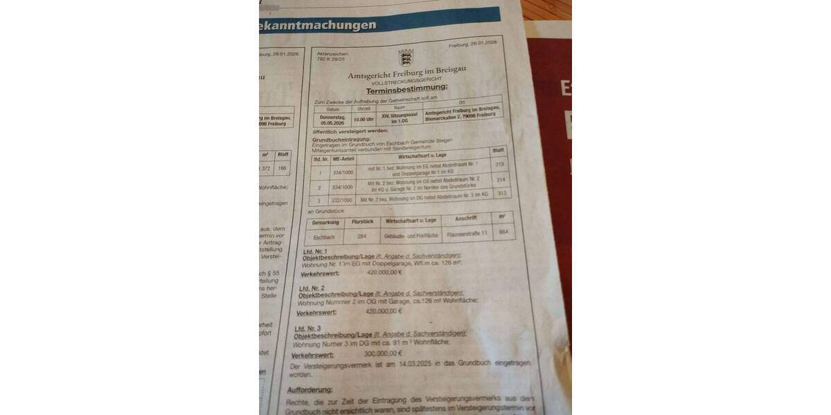 Etagenwohnung Stegen Eschbach Oberau - 3 Zimmer, 91 m&sup2;, 394.000&euro; | Angebot:26017959