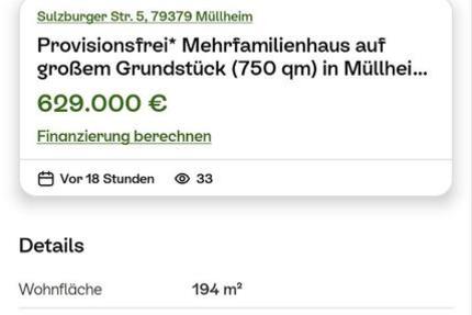 Haus Müllheim - 10 Zimmer, 220 m&sup2;, 629.000&euro; | Angebot:27186976