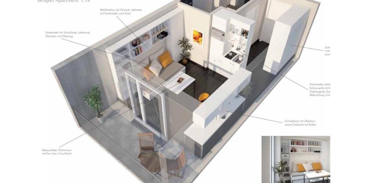 Erdgeschoßwohnung Freiburg im Breisgau Brühl - 1 Zimmer, 26 m&sup2;, 760&euro; | Angebot:25795471