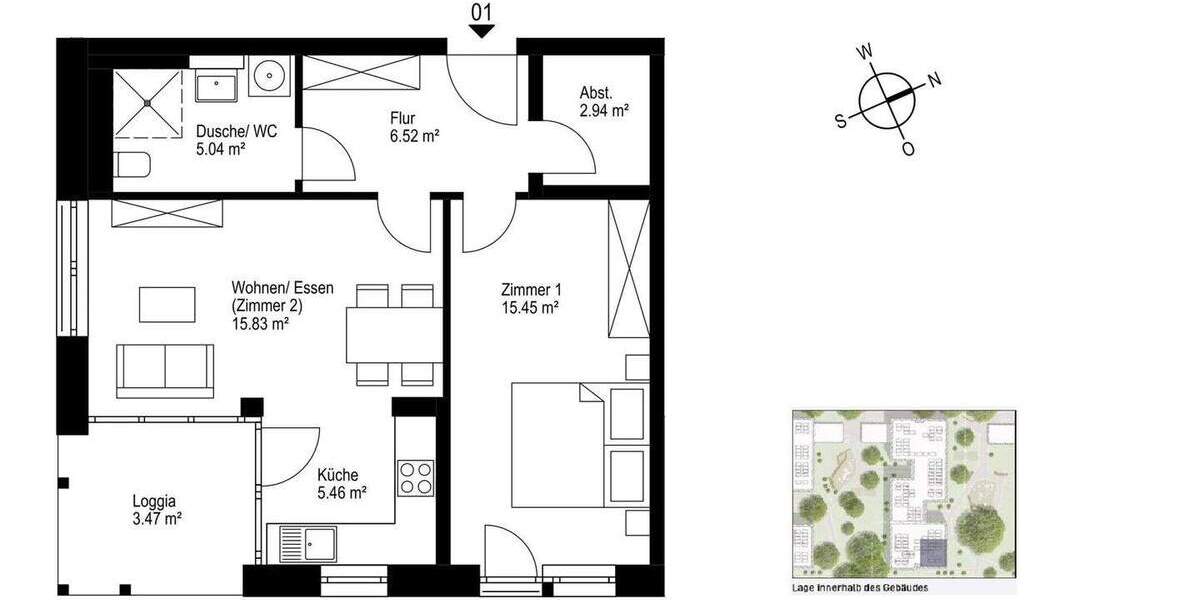Etagenwohnung Freiburg Haslach - 2 Zimmer, 55 m&sup2;, 412.000&euro; | Angebot:25822311