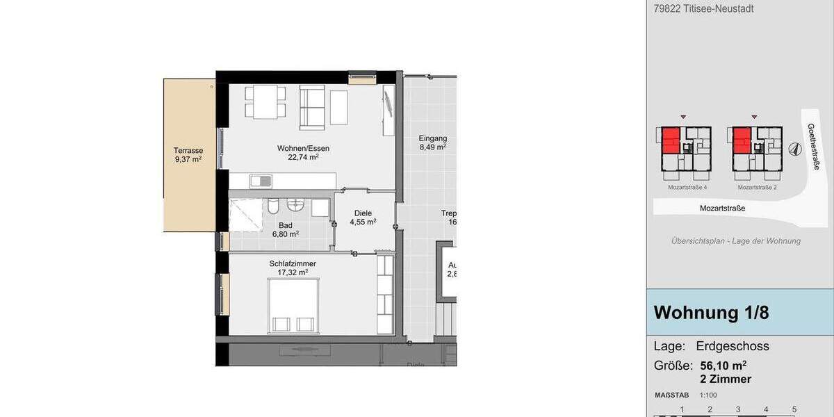 Etagenwohnung Titisee-Neustadt Neustadt - 2 Zimmer, 56 m&sup2;, 309.000&euro; | Angebot:25780440
