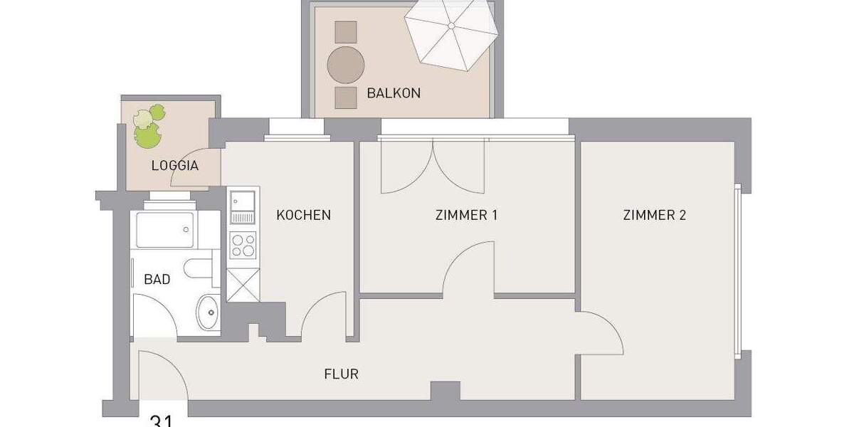 Etagenwohnung Freiburg im Breisgau Stühlinger - 2 Zimmer, 56 m&sup2;, 360.000&euro; | Angebot:25742470
