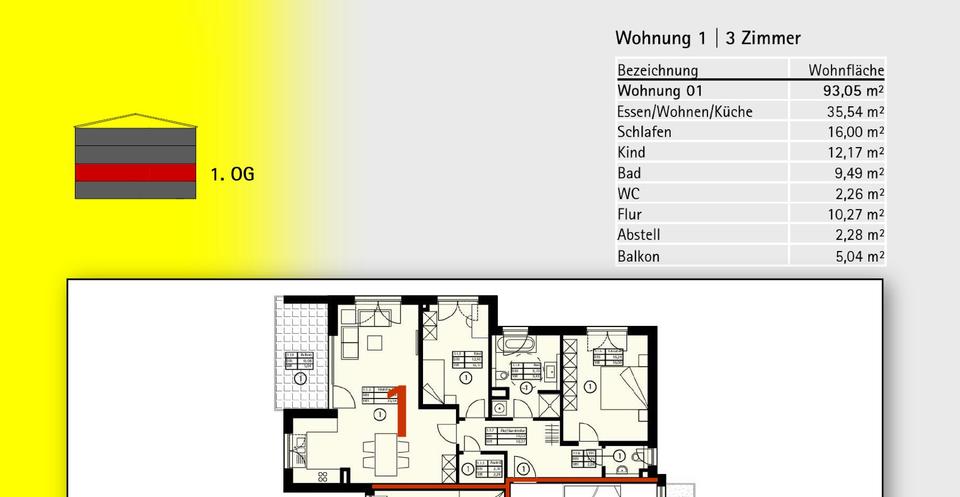 Hochparterre Ettenheim - 3 Zimmer, 93 m&sup2;, 376.000&euro; | Angebot:27261674