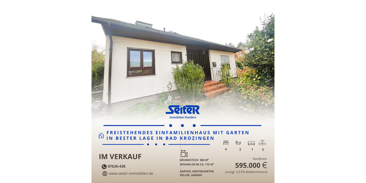 Einfamilienhaus Bad Krozingen - 5 Zimmer, 175 m&sup2;, 595.000&euro; | Angebot:23437457