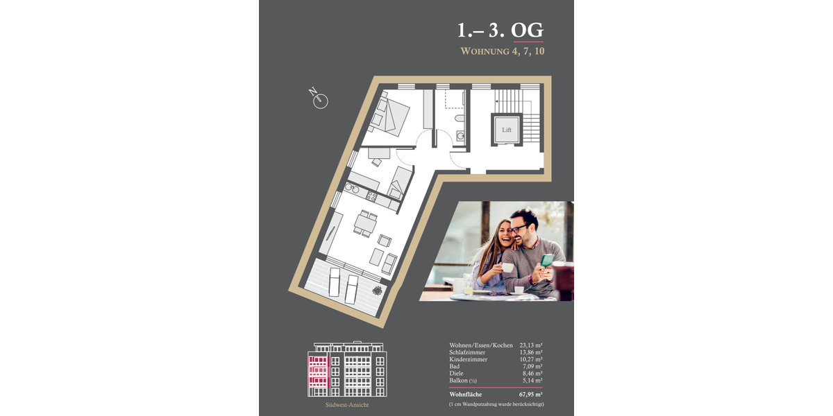Etagenwohnung Furtwangen im Schwarzwald Stadtgebiet - 3 Zimmer, 68 m&sup2;, 330.000&euro; | Angebot:22101607