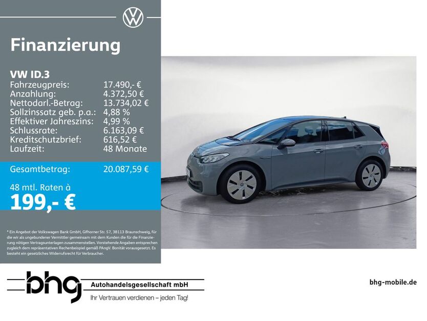 VW ID.3 71.791 km 16.890 € Freiburg 79115