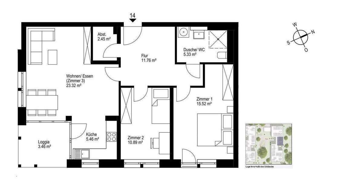 Etagenwohnung Freiburg Haslach - 3 Zimmer, 78 m&sup2;, 587.000&euro; | Angebot:25802363